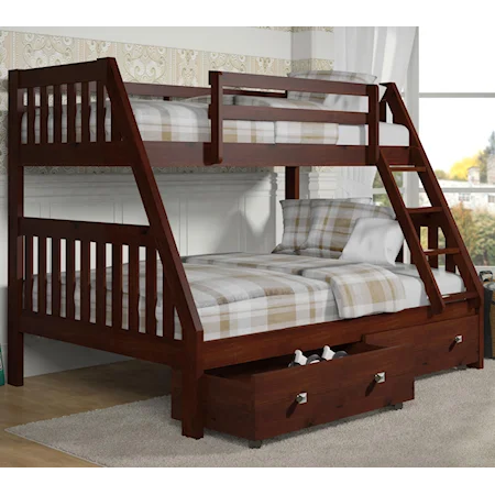 Twin over Full Bunk Bed with Storage Drawers